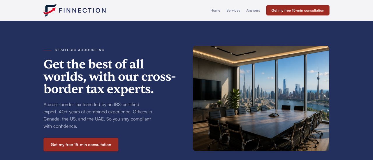 Finnection's new website, built by Marble