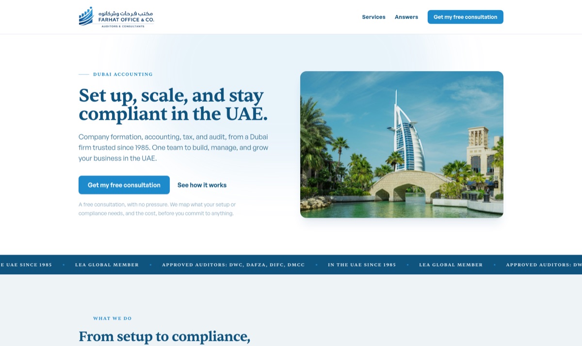 The same firm's website after Marble